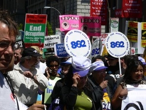 Musicians Union members marching against the war in Iraq