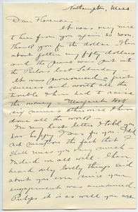 Letter from Elizabeth Williston to Florence Porter Lyman