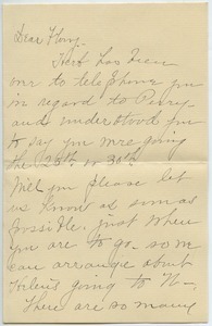 Letter from Helen Antoinette Paine to Florence Porter Lyman
