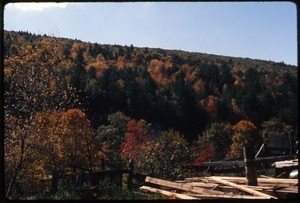 View of hills in fall color, Montague Farm Commune