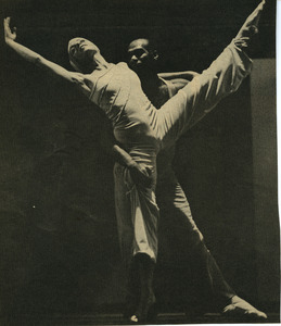 Clipping of Richard Jones with a dancer from a performance of Salute to Duke