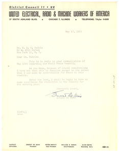 Letter from Ernest De Maio to W. E. B. Du Bois