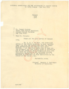Letter from Herbert J. Seligmann to Seven Arts Feature Syndicate