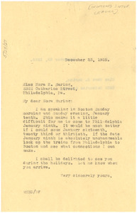 Letter from W. E. B. Du Bois to Nora E. Waring