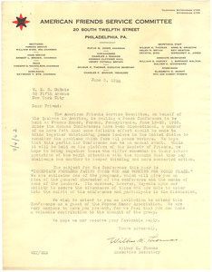 Letter from the American Friends Service Committee to W. E. B. Du Bois