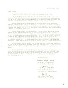 Circular letter from National Committee to Defend Dr. W. E. B. Du Bois and Associates in the Peace Information Center