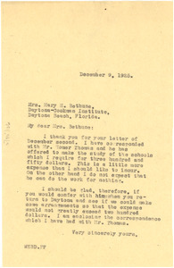 Letter from W. E. B. Du Bois to Mary M. Bethune