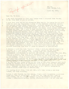 Letter from Elizabeth Cattell to W. E. B. Du Bois