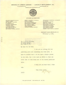 Letter from Robert Elzy to W. E. B. Du Bois