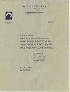 Letter from Countee Cullen to W. E. B. Du Bois