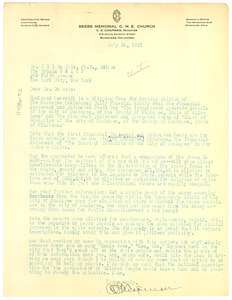 Letter from C. E. Chapman to W. E. B. Du Bois