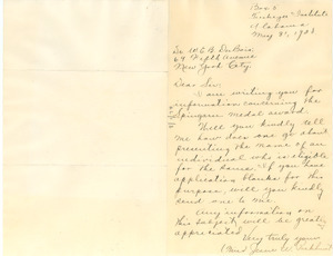 Letter from Jessie W. Parkhurst to W. E. B. Du Bois