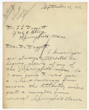 Letter from Duncan A. MacRae to Laurence L. Doggett (September 15, 1916)