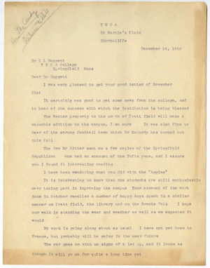 Transcribed letter from Duncan A. MacRae to Laurence L. Doggett (December 14, 1916)