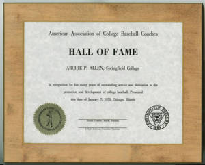 Archie Allen's AACBC Hall of Fame Award (January 7, 1973)