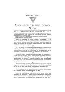 The International Association Training School Notes (vol. 2 no. 10), December, 1893