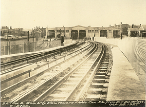 Dorchester Rapid Transit section 2. General west view toward Fields Corner Station from Dorchester Avenue Bridge