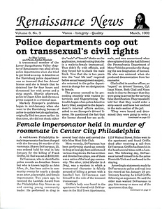Renaissance News, Vol. 6 No. 3 (March 1992)