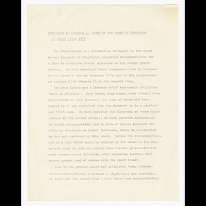 Statement of Charles L. Glenn to the Board of Education on April 25, 1972