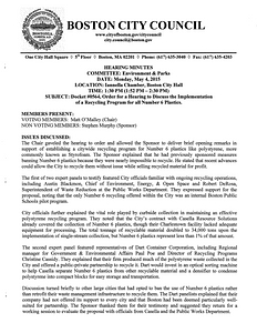 Committee on Environment and Parks hearing minutes, May 4, 2015