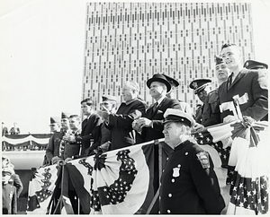 Mayor John F. Collins and Massachusetts Governor John A. Volpe with several unidentified men