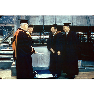 Laying Cornerstone of Churchill; Carl Ell with Trowel