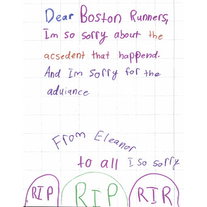 Letter of sympathy for the runners and audience sent from the International School of Kenya