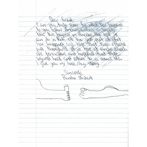 Letter of hope and solidarity from a student at Rancho Gabriella Elementary School (Surprise, Arizona)