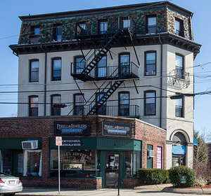 First Location of Melrose Public Library, Waverly Block, Essex Street: Melrose, Mass.