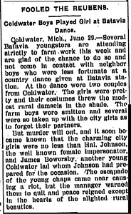 Fooled the Reubens: Coldwater Boys Played Girl at Batavia Dance