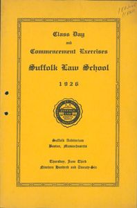 1926 Suffolk University Law School commencement program (cover)