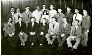 Members of Suffolk University's Beacon yearbook staff, 1952
