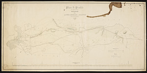 Plan and profile of a route for a railroad from South Dedham to Boston.