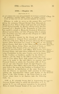 1782 Chap. 0010 An Act Directing The Appraisement Of Certain Articles Of Personal Estate When Taken, To Satisfy Executions At The Suit Of Any Private Person Or Persons.