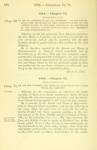 1784 Chap. 0074 An Act For Dividing The Town Of Granville Into Three Separate Parishes.