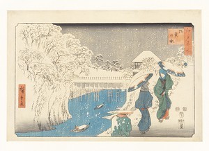 Ochanomizu from the series Famous Places in Edo, woodblock print, ink and color on paper
