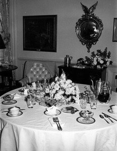 Table set with food in the Speaker's office