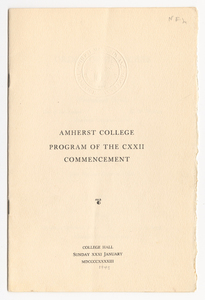 Amherst College Commencement program, 1943 January 31
