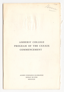 Amherst College Commencement program, 1960 June 12