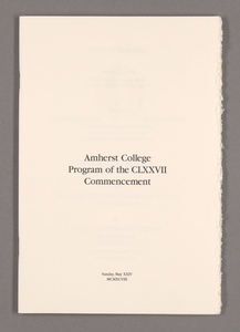 Amherst College Commencement program, 1998 May 24