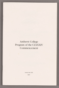 Amherst College Commencement program, 2005 May 22