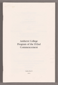 Amherst College Commencement program, 2013 May 26