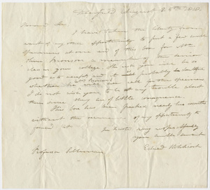 Edward Hitchcock letter to Benjamin Silliman, 1818 August 25