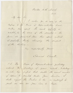 Governor Edward Everett letter to Edward Hitchcock, 1838 March 16