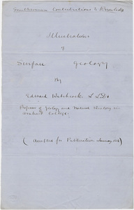 Edward Hitchcock front matter for "Illustrations of Surface Geology," 1856 January
