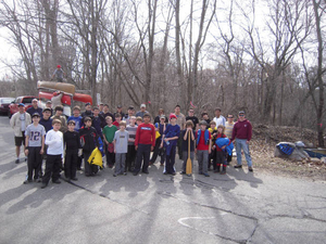 Group photo of Troop 95 canoe trip on Neponset River