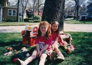 My daughter and best friend 'playing ponies'