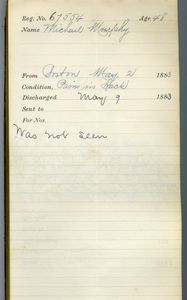 Tewksbury Almshouse Intake Record: Murphy, Michael