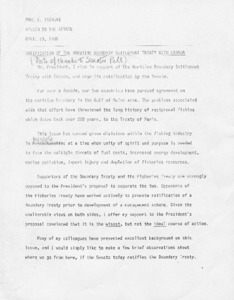 Ratification of the Maritime Boundary Settlement Treaty with Canada