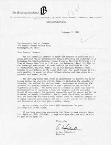 Letter to Paul E. Tsongas from A. Lee Fritschler